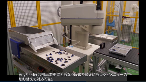 组合2台AnyFeeder（零件送料器）和SCARA机器人组合，同时排列多个品种